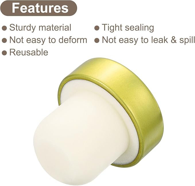 uxcell 16Pcs T-shaped Stoppers, 0.79inch Dia Cork Wine Stopper Reusable Wine Bottle Corks Sealing Plug for Wine Beer Beverage Bottle Crafts, Gold