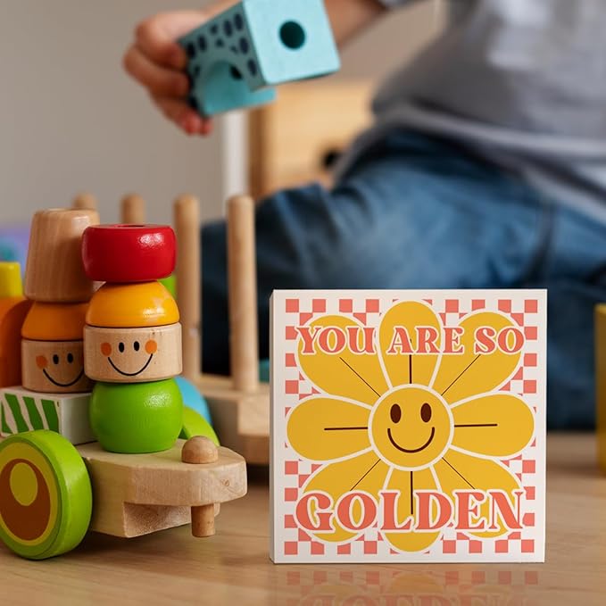 Baby Girl Nursery Desk Decor Wooden Sign, Nursery Decoration for Playroom Toddler Girl Bedroom, Nursery Gift for Baby Girl Newborn Kids, You Are So Golden