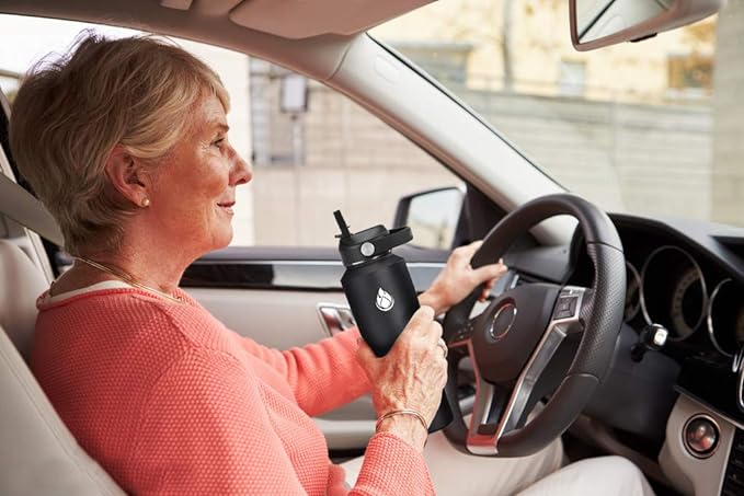 SENDESTAR Water Bottle 32oz,2 Lids(Straw lid),Wide Mouth Stainless Steel Vacuum Insulated Double Wall Keep Liquids Cold or Hot All Day,Sweat Proof Sport Design,Fit Car Cup Holder(White&Voilet)