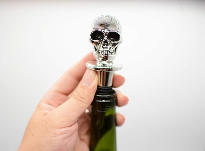 Silver Skull Bottle Wine Stoppers,Perfect Skull Theme Souvenirs Gifts for Men, Women