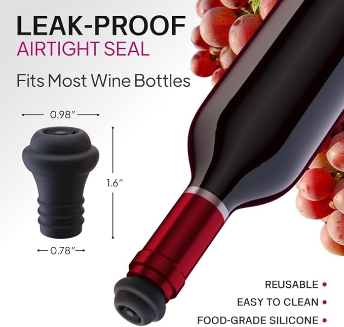 Wine Saver Pump, Includes Wine Preserver And 4 Wine Stoppers For Wine Bottles, Save Your Wine Up To 10 Days.