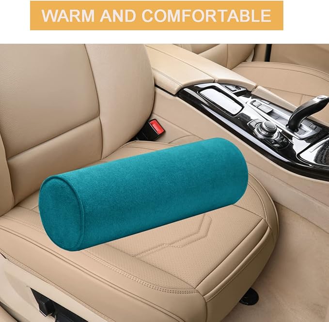 Cylinder Round Memory Foam Support Pillows 17.8X6 Cervical Neck Roll Pillow with Pillowcase Soft, Comfortable and Breathable for Sleeping, Chair, Car, Sofa,Travel Lake Blue