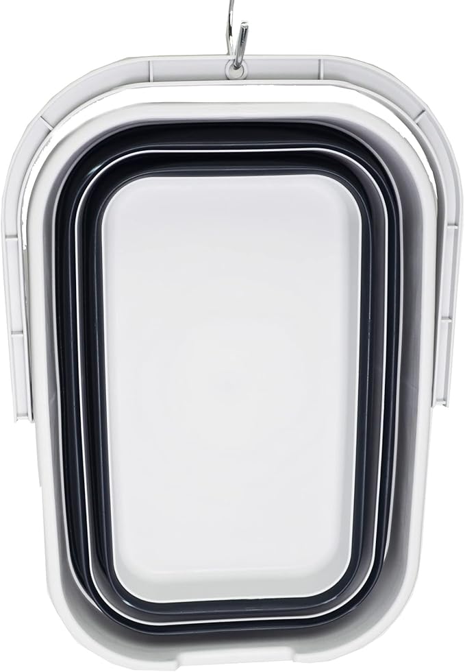 SAMMART 12L (3.1 gallon) Collapsible Rectangular Handy Bucket/Multiuse Foldable Water Pail for Camping, Fishing (Grey/Slate Grey)