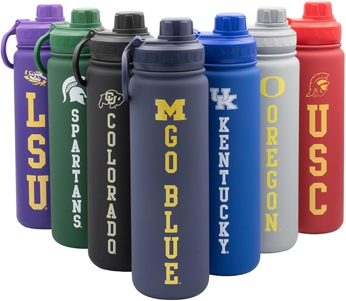 Michigan Go Blue Water Bottle - Navy Double Walled Stainless Steel 24 oz Keeps Drinks Cold or Hot