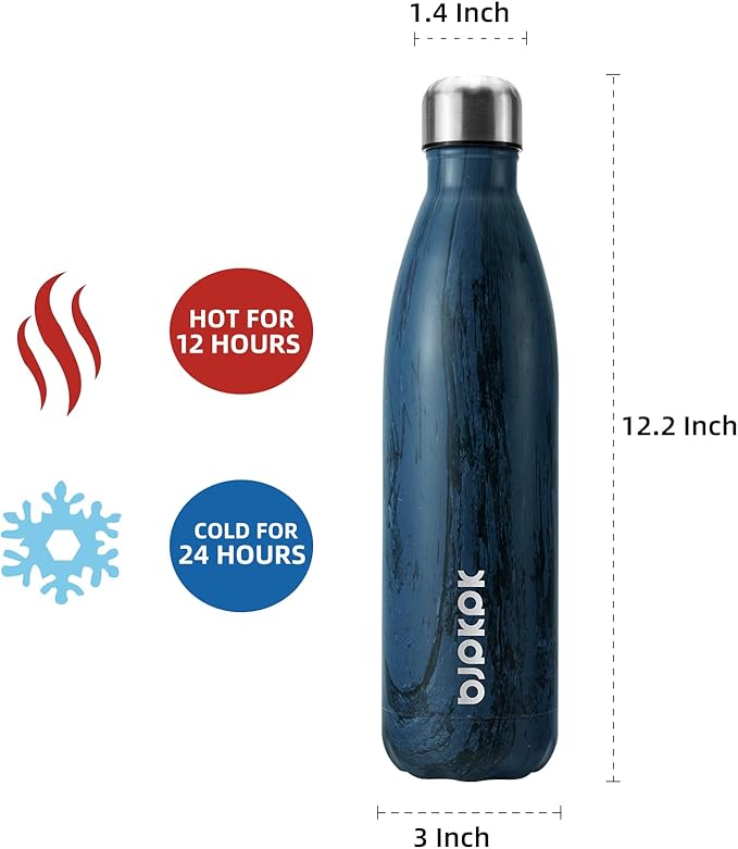 BJPKPK 25 oz Stainless Steel Insulated Water Bottle Cola Shape Water Bottles,Wood-Prussian Blue