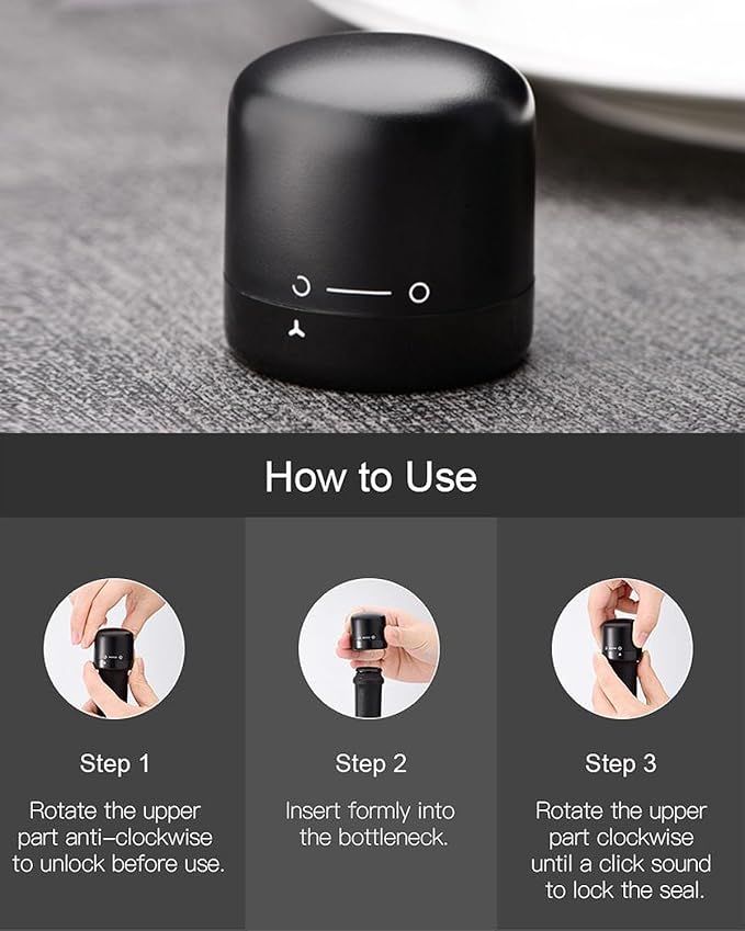 Wine Bottle Stoppers, 4-Pack - Reusable, Leak-Proof Wine Sealers Keep Wine Fresh, 100% Effective