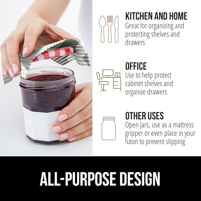 Gorilla Grip powerGRIP Drawer Shelf and Cabinet Liner, Thick Strong Hold, Non-Adhesive Liners Protect Kitchen Cabinets and Cupboard, Bathroom Drawers, Easy Install, Breathable Mat, 17.5"x10', Chevron