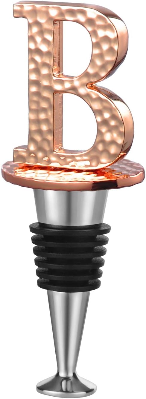 Miicol Wine Bottle Stopper, Prosecco Stopper, Rose Gold Wine Stopper, Personalised Champagne Stopper, Initial Wine Stopper, Funny Prosecco Gift, Wine Lovers Gift, Letter B