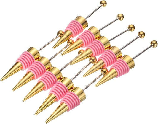 uxcell 10 Pcs Bead Wine Bottle Corks, Wine Stopper Cork, Wine Stopper, Reusable Wine Bottle Corks Sealing Plug Bottle for Beverage Holiday Party Bar,Gold/Pink