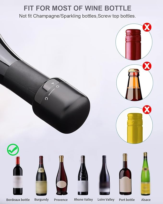 Wine Bottle Stoppers, 4-Pack - Reusable, Leak-Proof Wine Sealers Keep Wine Fresh, 100% Effective