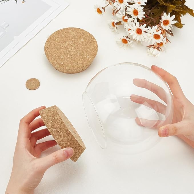 BENECREAT 2pcs Cork Stoppers, Tapered Wine Cork Plug Bottle Cork Stoppers, Replacement Corks for Wines, Decorative Bottles, Jars, Arts, DIY Crafts, 4x3.3inch