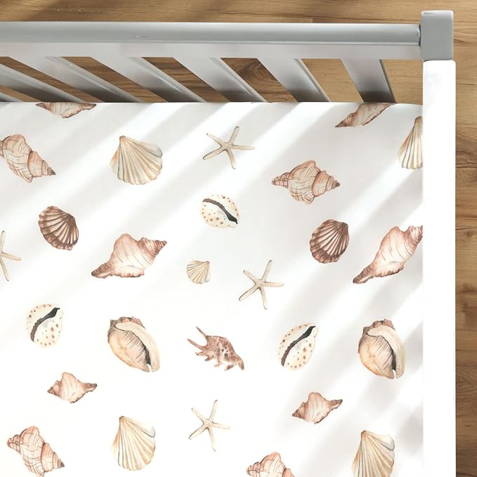 GRSSDER Stretchy Ultra Soft Jersey Knit Fitted Crib Sheets Set 2 Pack, Fit All Standard Crib Mattresses Safe and Snug, Beautiful Marine Organism for Boys and Girls