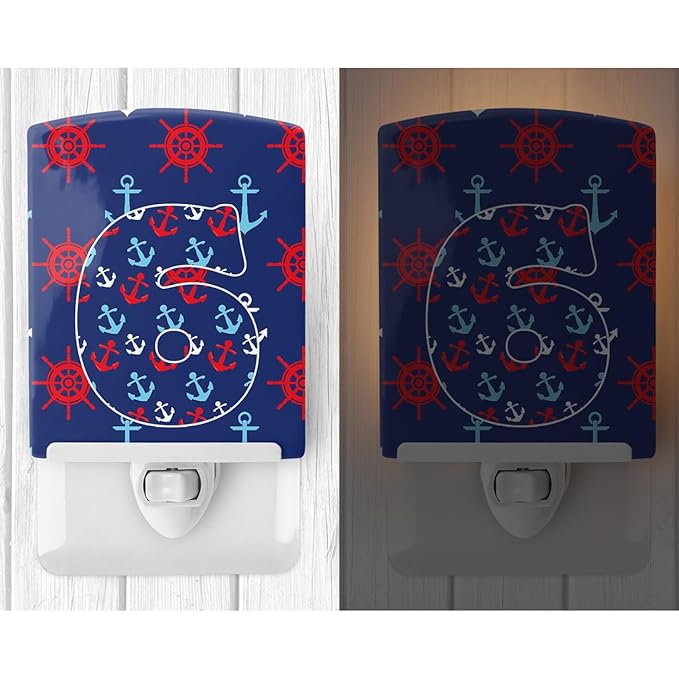 Caroline's Treasures BB8877CNL Nautical Month 6 Ceramic Night Light Compact, UL-Certified, Ideal for Bedroom, Bathroom, Nursery, Hallway, Kitchen, 6x4x3, Multicolor