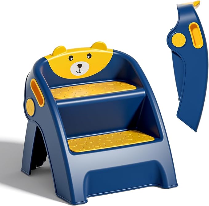 Folding Kids Step Stool for Bathroom and Potty Training,2.9lbs,Anti-Slip, Anti-Tip A-Frame Design with 10-Second Setup-Potty 2 Step Stool for Toddlers,CPC Certified for Safety and Easy Hand Washing