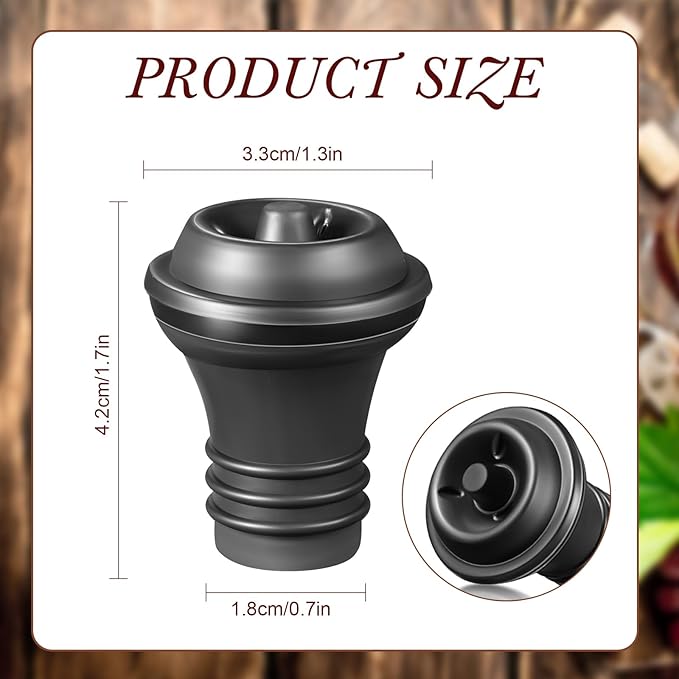Honoson Wine Stopper Resealable Wine Pump Vacuum Stoppers Vacuum Wine Stopper Silicone Wine Saver Stoppers Practical Wine Saver Stoppers for Kitchen Supplies Wine Bottle Tools (Black,6 Pieces)