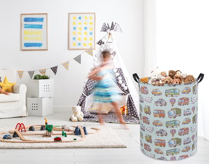 Car Kids Laundry Basket Kids Hamper Car Toy Storage Bin for Boys Room Decor Nursery Hamper Gift Baskets for Bedroom Bathroom(Car)