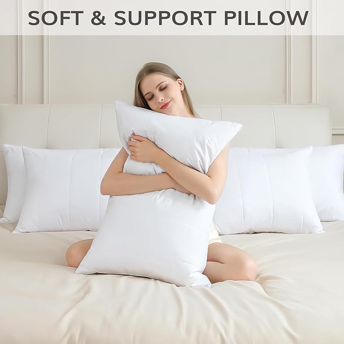 SAVORI Pack of 2 Goose Down Feather Pillows with 100% Cotton Cover, Soft Hotel Bed Pillow for Sleeping, Cooling Pillow for Back, Stomach or Side Sleepers, King Size-White 20x36 Inch