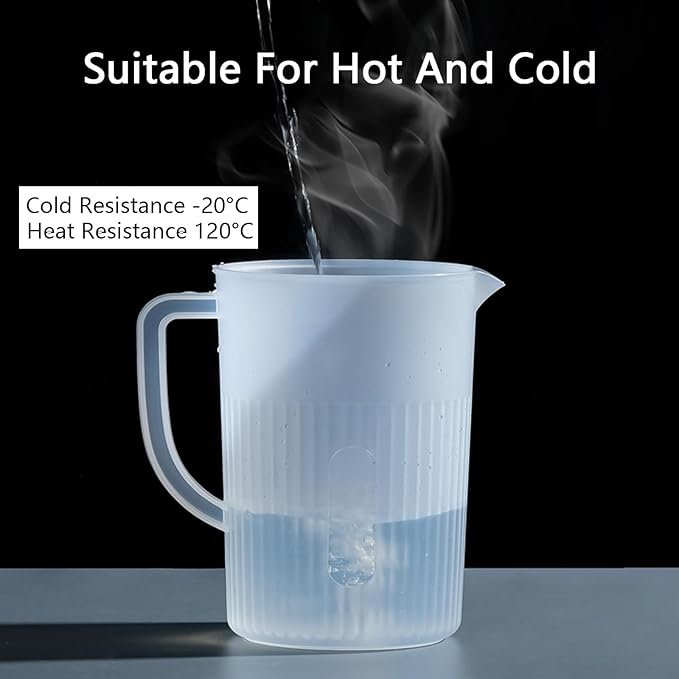2.2 Liter Plastic Water Pitcher Large-Capacity Household Water Jug with Lid, Beverage Container for Hot Cold Juice Tea (Transparent green)
