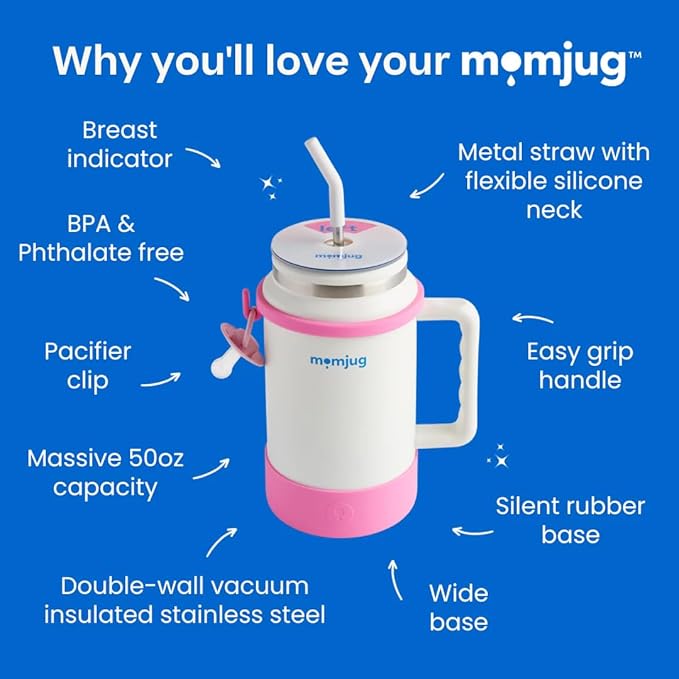 breastfeeding water bottle, 50oz (Pink, with Breast Indicator Dial)