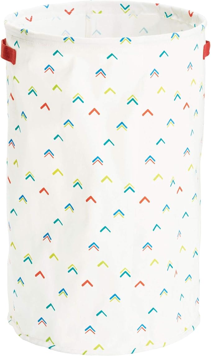 iDesign Arrow Fabric Round Storage Bin, Basket Container Mini Hamper with Dual Side Handles for Closet, Bedroom, Laundry, Clothing, Toys, Nursery - Multicolored