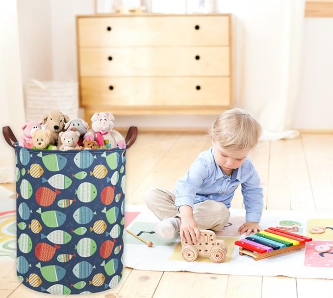 Fish Laundry Hamper,Kids Laundry Basket Collapsible Boys and Girls Storage Baskets for Home Decor,Office,Toy Organizer,(Fish)
