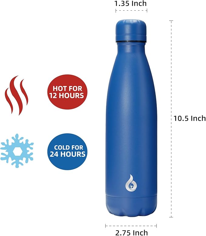 BJPKPK 17oz Stainless Steel Water Bottles Dishwasher Safe Sports Insulated Water Bottle-Blue