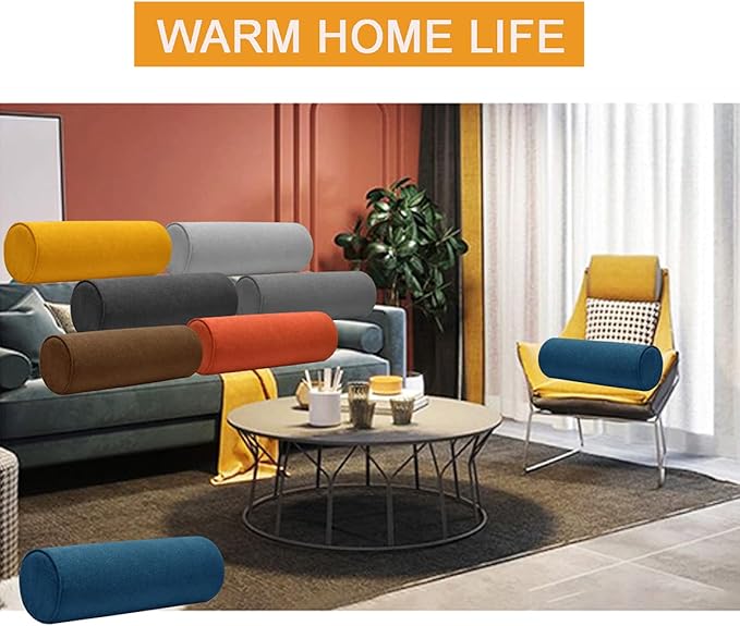 Cylinder Round Memory Foam Support Pillows 17.8X6 Cervical Neck Roll Pillow with Pillowcase Soft, Comfortable and Breathable for Sleeping, Chair, Car, Sofa,Travel Coffee