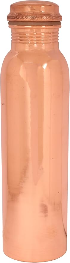 Pure Copper Water Bottle - Handcrafted - Ayurveda health benefits - Large 35 oz - Leak proof - Easy to carry for Sports, Fitness, Yoga, School -Natural Copper Finish