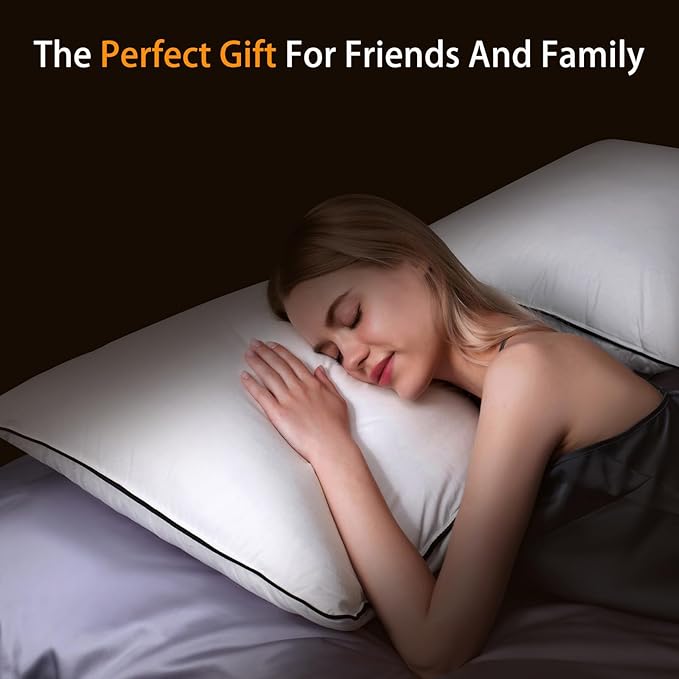 Natural Goose Down Pillows - White Down Pillow Queen Size - 550 Fill Power - Soft and Support Down Bed Pillow for Back,Side,Stomach Sleepers,1 Pack (20" x 28")