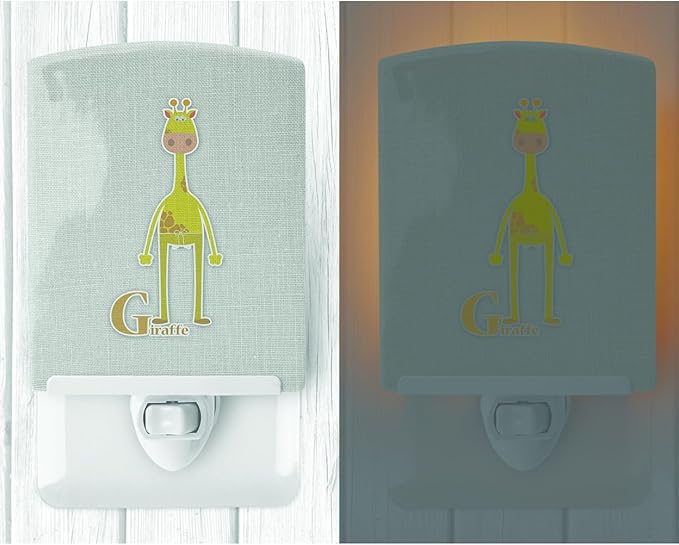 Caroline's Treasures BB5732CNL Alphabet G for Giraffe Ceramic Night Light Compact, UL-Certified, Ideal for Bedroom, Bathroom, Nursery, Hallway, Kitchen, 6x4x3, Multicolor