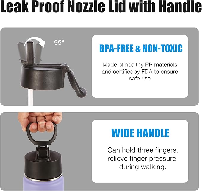 Volhoply 24oz Insulated Water Bottle With Straw Bulk 6 Pack,Metal Wide Mouth Water Bottles With Handle Keep Cold,Reusable Double Wall Thermos,Powder Coated Sport Bottle For Holder(Purple Blue,6 Count)