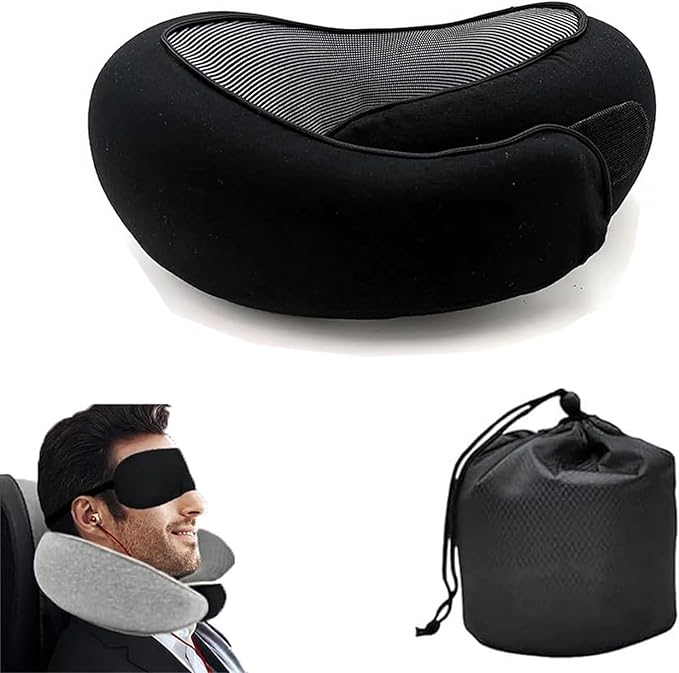 Travel Pillows for Airplanes,2024 New Travel Pillow,Travel Neck Pillow Neck Pillow Airplane Memory Foam Travel Pillow Neck Pillow for Traveling Suitable for Airplanes,Offices and Cars(Black)