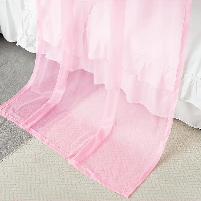 Akiky Bed Canopy for Girls Pink Sheer Canopy Bed Curtains Sheer Scarf Valance 1 Canopy Panel Twin Size Bed Scarf Drapes Bed décor