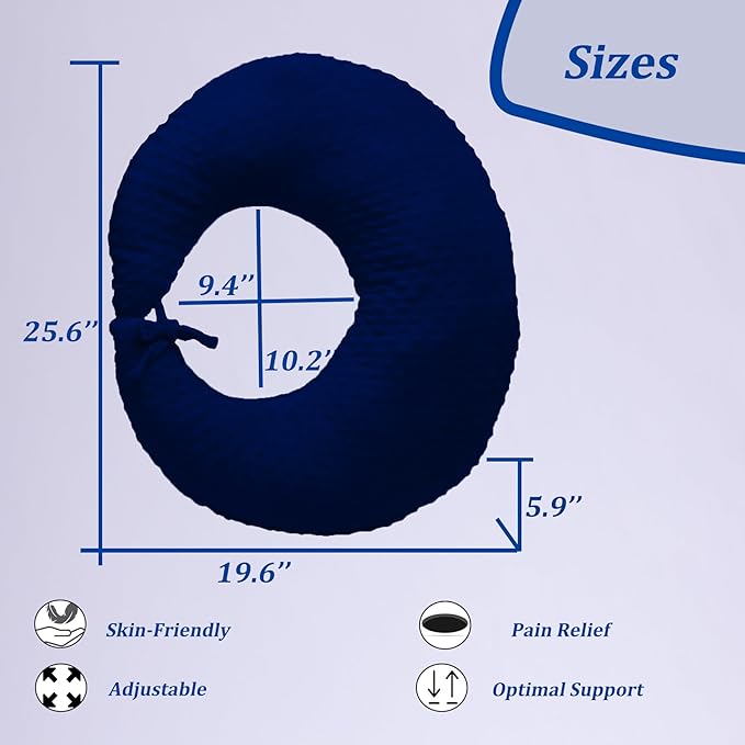 BBL Pillow After Surgery for Butt Sleeping, Brazilian Butt Lift Pillow Post Surgery Recovery for Sitting Sleeping Driving Donut Pillow for Woman Lumbar Back Cushion Seat Foam (Blue)