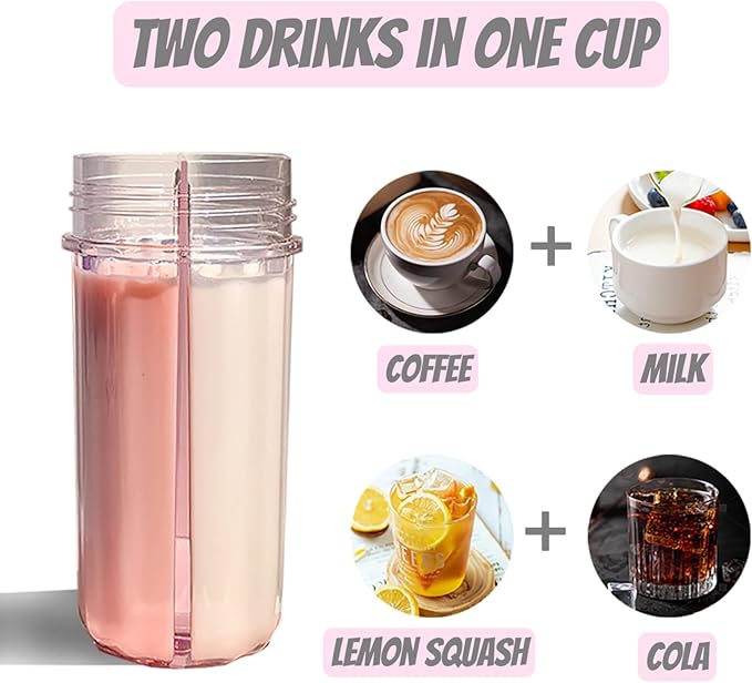 28oz Split Flask Tumbler 2 in 1 Mixed Drink Tumbler, Kawaii Cup With Storage Blender Water Bottle, Travel Camping Snack Slushie Cup With Straw (white)