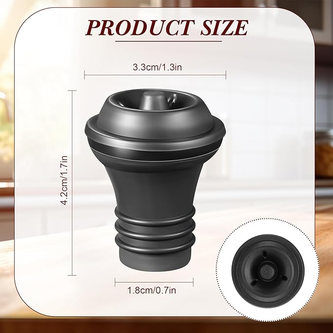 Honoson Wine Stopper Resealable Wine Pump Vacuum Stoppers Vacuum Wine Stopper Silicone Wine Saver Stoppers Practical Wine Saver Stoppers for Kitchen Supplies Wine Bottle Tools (Black,12 Pieces)