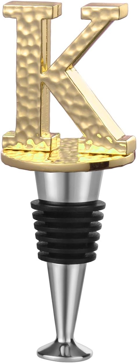 Miicol Wine Stopper, Prosecco Stopper, Wine Bottle Stopper, Personalised Champagne Stopper, Gold Wine Accessories, Wine Lovers Gift, Monogram Gift, Letter K