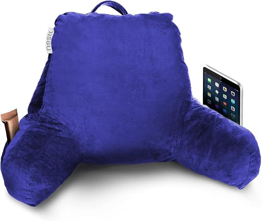 Nestl Reading Pillow for Kids, Small Bed Pillow, Back Pillow for Sitting in Bed, Memory Foam Chair Pillow, Reading & Bed Rest Pillows, Royal Blue Back Pillow for Bed, Arm Pillow with Pockets