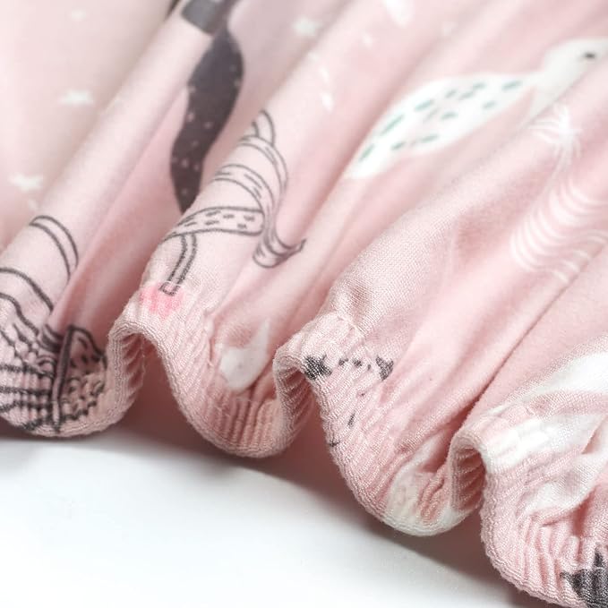 GRSSDER Stretchy Ultra Soft Fitted Bassinet Sheet Set 2 Pack, Universal Fit for Bassinets Baby Cradle Moses Basket Oval Rectangle Pad/Mattress, Cute Foxes and Rabbits Bassinet Sheets for Girls