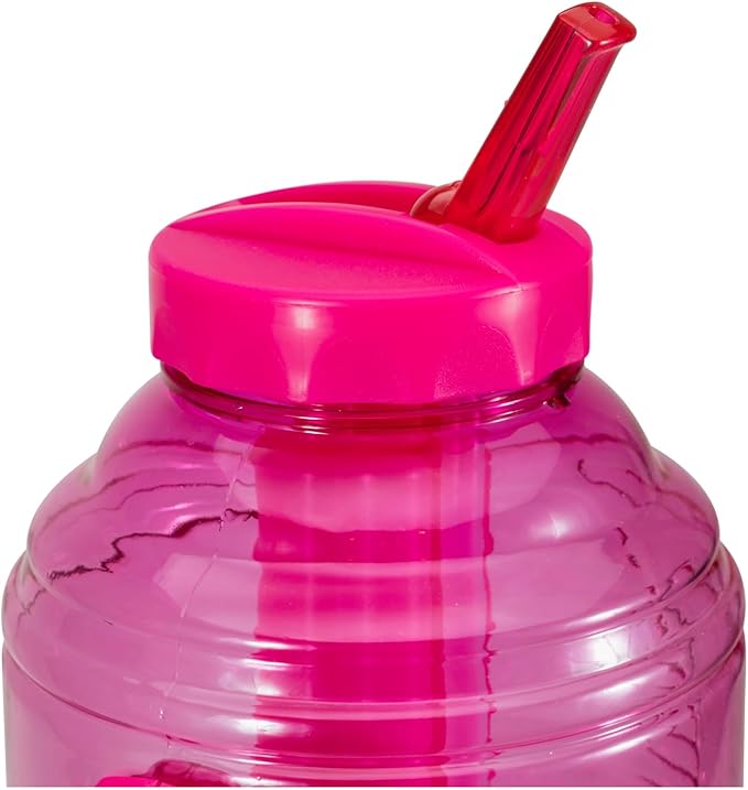 COOL GEAR 2-Pack 80 oz Big Freeze Sports Water Bottle with Freezer Stick and Handle | Hydrating Colored Water Bottle - Pink