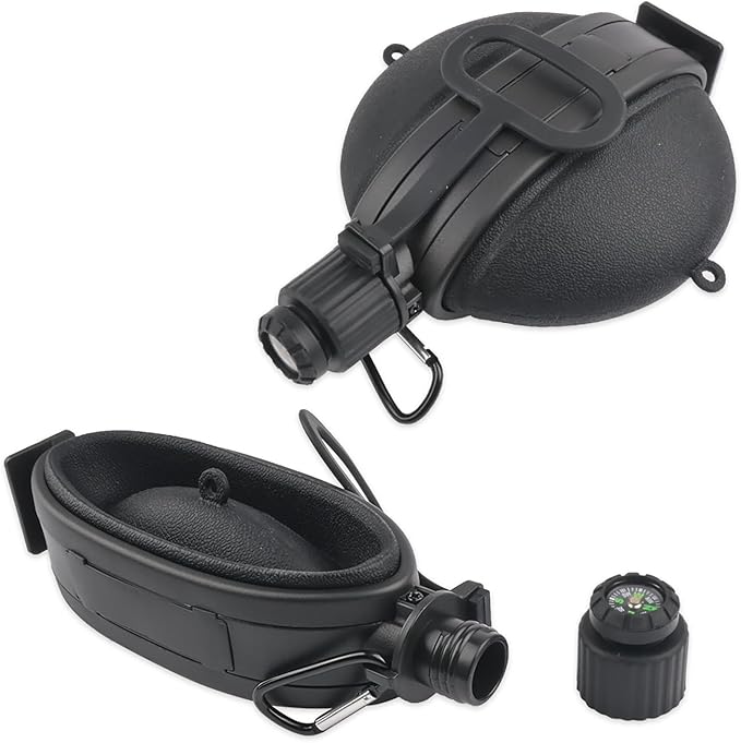Collapsible Water Bottle 19.8 oz,Silicone Foldable Canteen Kettle,Water Jug with Compass for Outdoor Camping,Hiking,Backpacking,Traveling (Black)