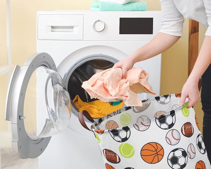 Kids Laundry Basket,Basketball Laundry Hamper Collapsible Baby Storage Baskets for Boys Room Decor,Nursery Hamper,Bedroom,Toy Organizer,(Ball) …