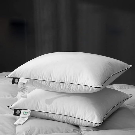 Luxury All Hungarian Goose Down Pillows Queen Size,Soft and Support Down Bed Pillow for Back,Side,Stomach Sleepers,480 Thread Count 100% Cotton Shell,Queen Size Soft Pillow 2 Pack 20"x28"