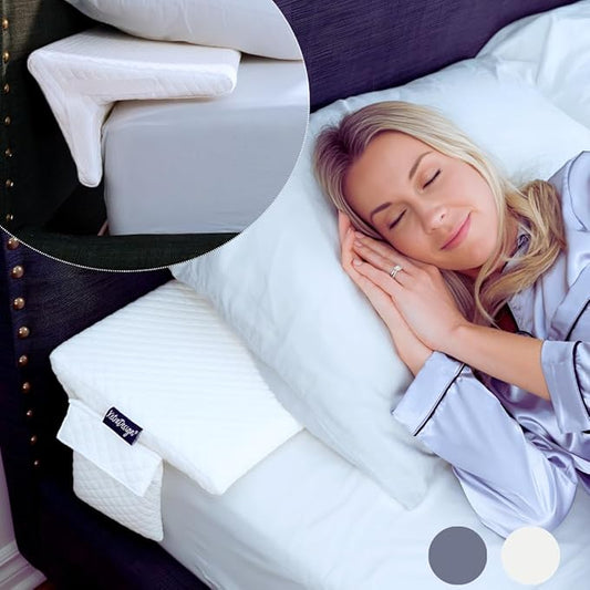 Bed Wedge Pillow for headboard Mattress Gap DuoWedge lux. (Grey Queen 60") The Perfect Filler for Gaps up to 7"