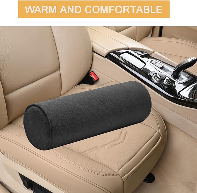 Cylinder Round Memory Foam Support Pillows 17.8X6 Cervical Neck Roll Pillow with Pillowcase Soft, Comfortable and Breathable for Sleeping, Chair, Car, Sofa,Travel Black