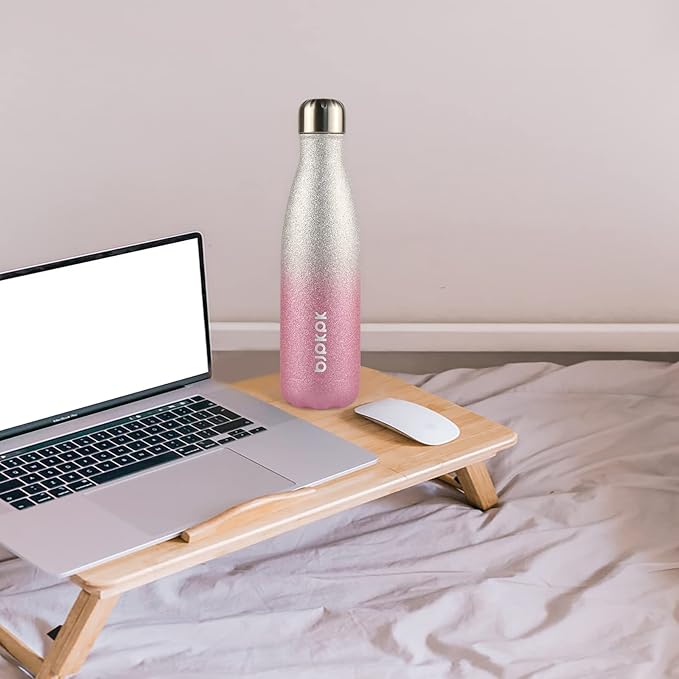 BJPKPK Insulated Water Bottles -17oz/500ml -Stainless Steel Water Bottles,Sports Water Bottles Keep Cold for 24 Hours and Hot for 12 Hours,BPA Free Water Bottle,Glitter Gold