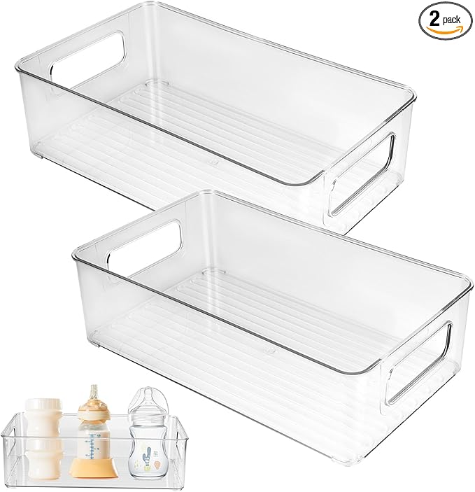 Baby Bottle Organizer Plastic Storage Center for Baby Bottles and Food Jars Baby Bottle Organizer for Cabinet, Perfect Organizer for Kitchen Cabinet, Pantry, Refrigerator, and Countertop(2 pcs)