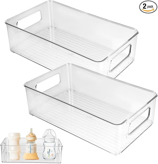 Baby Bottle Organizer Plastic Storage Center for Baby Bottles and Food Jars Baby Bottle Organizer for Cabinet, Perfect Organizer for Kitchen Cabinet, Pantry, Refrigerator, and Countertop(2 pcs)