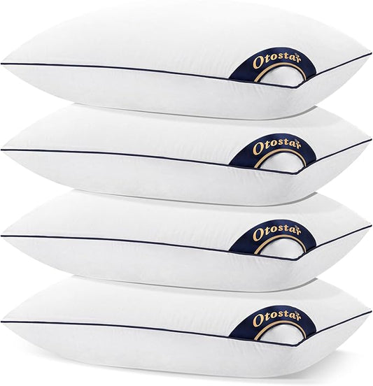 OTOSTAR Bed Pillows for Sleeping 4 Pack King Size Cooling Pillows Luxury Sleeping Pillow 3D Microfiber Filling Breathable Cover Soft Hotel Collection Pillows for Back Side or Stomach Sleepers