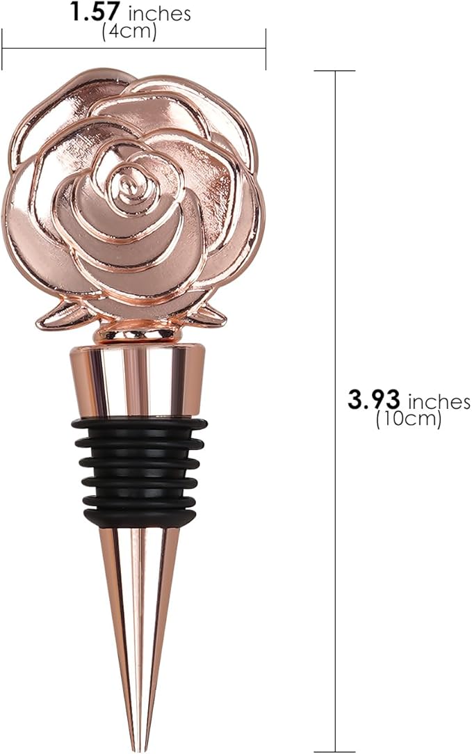 SHIDOW Rose Wine Bottle Stopper, Wine Bottle Stopper Rose Gold, Holiday Party, Wedding Birthday Party Decor Wine Stoppers Wine Lovers Funny Gifts, Wedding Bridal Shower Supplies (1 Pcs, Rose Gold)